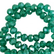 Top Facet kralen 6x4mm disc Lake green-pearl shine coating